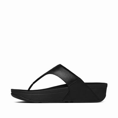 Fitflop Women's LULU Leather Toe-Post Sandals - Black, UA0412369